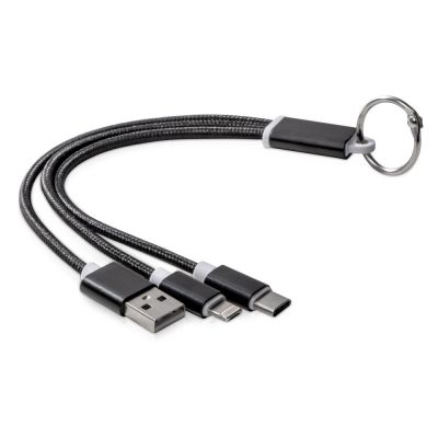 Кабель для зарядки Tres с брелоком, черный-0