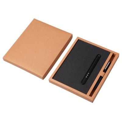 Набор блокнот А5 с магнитным держателем для ручки и подставкой для телефона и металлической шариковой ручкой NotaBene, черный-11