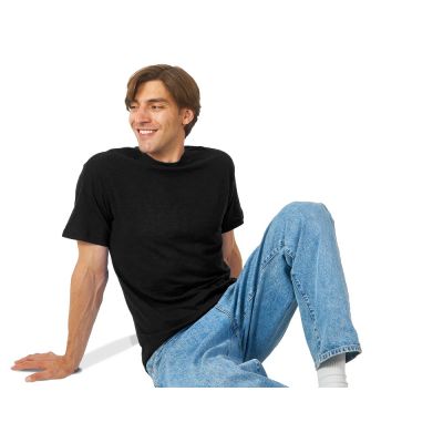 Футболка из джерси с протяжками Portofino унисекс, черный-3