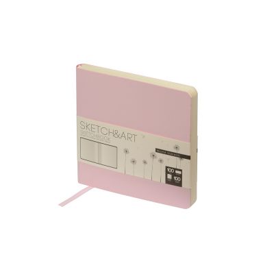 Скетчбук Sketch & Art в мягком переплете 145х145 мм, 100 л. бежевой бумаги 100 гр., розовый-0