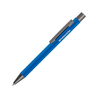Ручка шариковая UMA STRAIGHT GUM soft-touch, с зеркальной гравировкой, синий-2