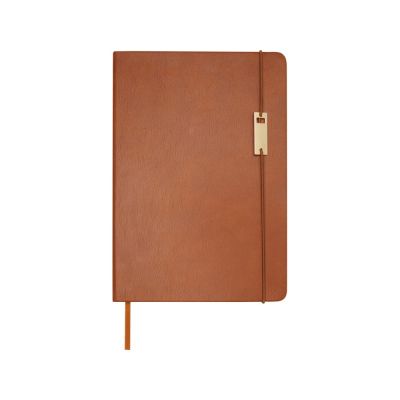 Legato блокнот формата А5 с набором из шариковой ручки и ручки-роллера - Коричневый-1