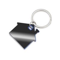 Металлический брелок с пластиковой цветной вставкой SteelPop House, серебристый с синим