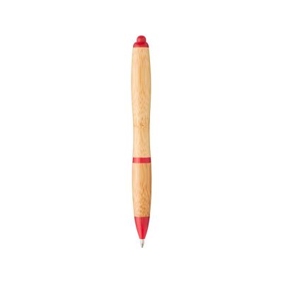 Шариковая ручка Nash из бамбука, натуральный/красный-1