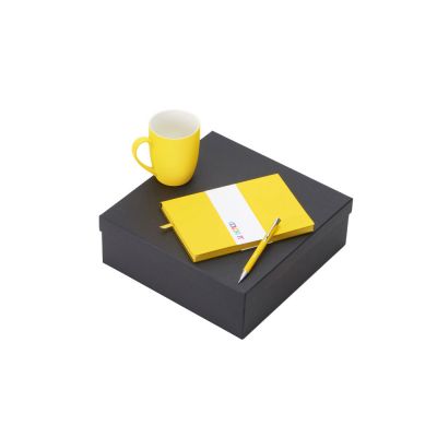 Подарочный набор с блокнотом С1, металлической ручкой и кружкой, желтый-0