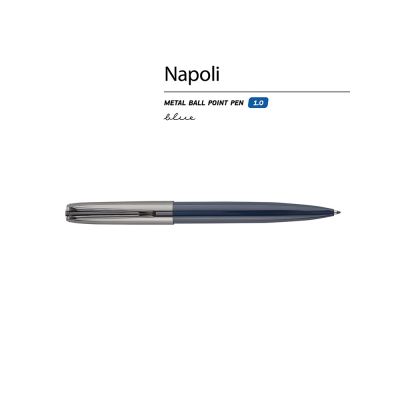 Ручка металлическая шариковая Napoli, синий/вороненая сталь-1
