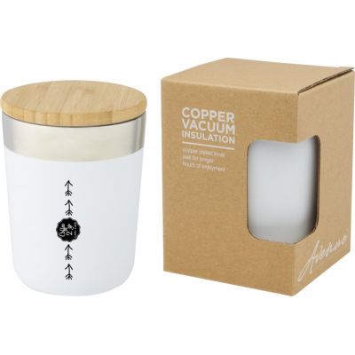 Lagan Кружка с медной вакуумной изоляцией объемом 300 мл и бамбуковой крышкой, белый-6