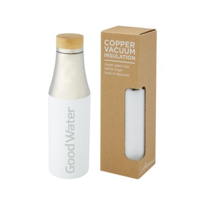 Hulan Бутылка объемом 540 мл с вакуумной изоляцией из меди и бамбуковой крышкой, белый-6