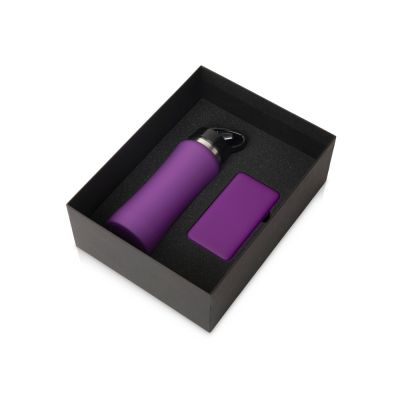 Подарочный набор с бутылкой для воды и повербанком С1, 5000 mAh, фиолетовый-0