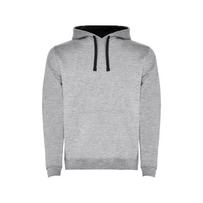 Толстовка с капюшоном Urban мужская, серый меланж/черный-0