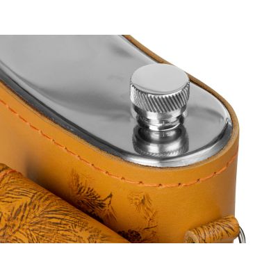 Набор Подарочный: фляга 511/2 (рыжая кожа), 2л+2 стаканчика+2 вилки-6