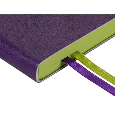 Ежедневник А5 датированный Boston 2026, фиолетовый с салатовым обрезом-2