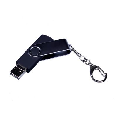 USB-флешка на 32 Гб поворотный механизм, c двумя дополнительными разъемами MicroUSB и TypeC, черный-1