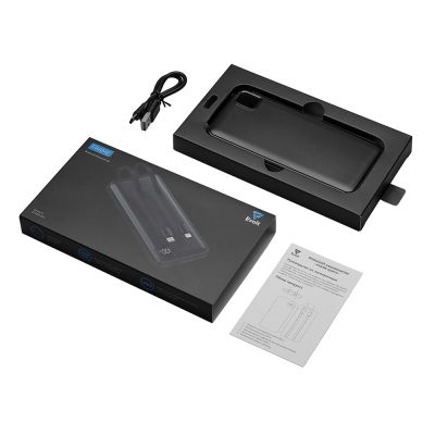 Внешний аккумулятор со встроенными кабелями Фрэйм, 10000мач, черный-6