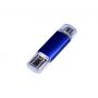 USB-флешка на 64 ГБ c двумя дополнительными разъемами MicroUSB и TypeC, синий