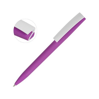 Ручка пластиковая soft-touch шариковая Zorro, фиолетовый/белый-0