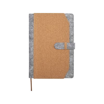 Viviana блокнот формата А5 из переработанного фетра и пробкового дуба - Натуральный-1