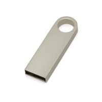 USB-флешка на 16 Гб с мини чипом, компактный дизайн с круглым отверстием., серебро