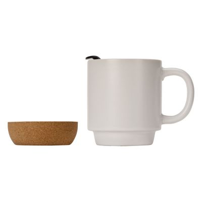 Кружка Denpasar с пробковым дном и крышкой, цветная с двух сторон, белый-5