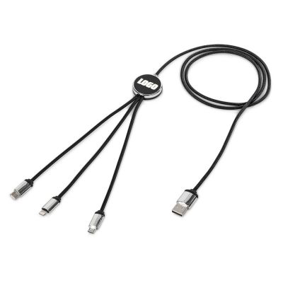 Кабель 3-в-1 с подсветкой логотипа Ion, черный-0