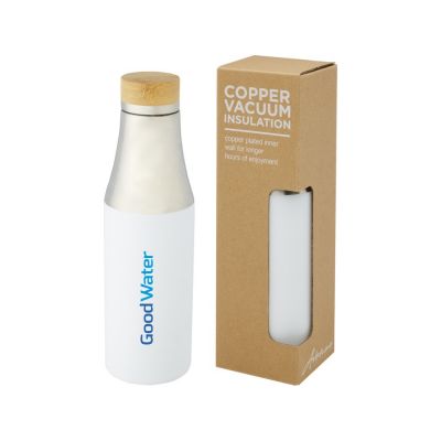 Hulan Бутылка объемом 540 мл с вакуумной изоляцией из меди и бамбуковой крышкой, белый-5