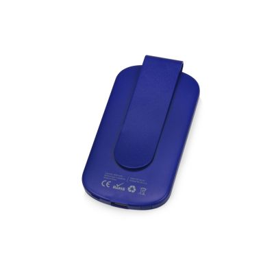 Портативное зарядное устройство Pin на 4000 mAh с большой площадью нанесения и клипом для крепления к одежде или сумке, синий-1