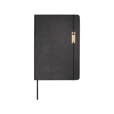 Legato блокнот формата А5 с набором из шариковой ручки и ручки-роллера - сплошной черный-1