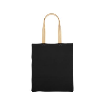 Сумка для шопинга Twin двухцветная из хлопка, 180 г/м2, черный/натуальный-5