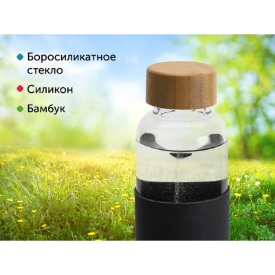 Бутылка для воды стеклянная Refine, в чехле, 550 мл, черный-9