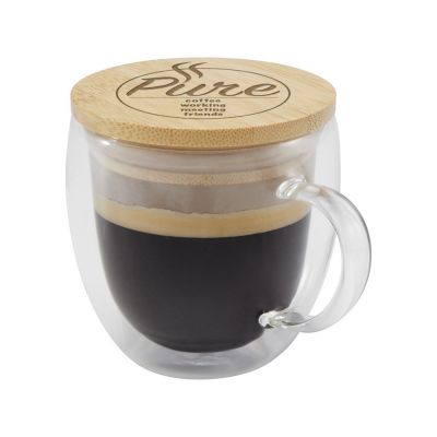 Стеклянная кружка Lenora емкостью 250 мл с бамбуковой крышкой - прозрачный-4