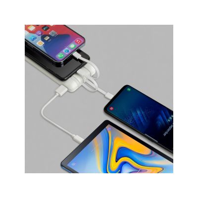 RIVACASE VA2210 (10000 мАч) внешний аккумулятор с дисплеем и встроенными кабелями, белый, 12/48-11