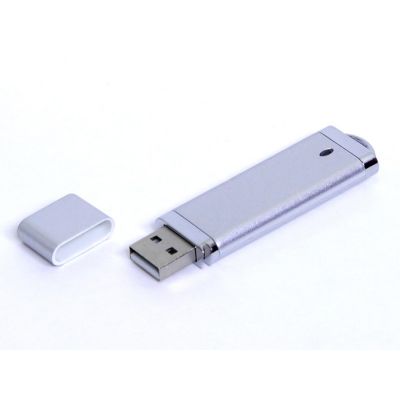 USB-флешка промо на 32 Гб прямоугольной классической формы, серебро-0