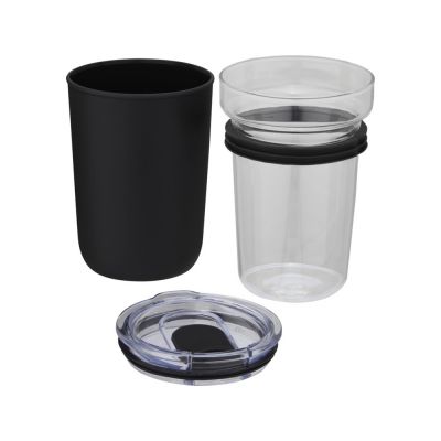 Bello, стеклянная кружка объемом 420 мл с внешней стенкой из переработанного пластика, черный-3
