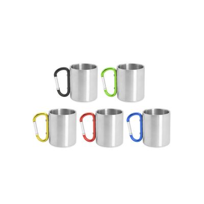 Кружка GUAYA с ручкой карабином, 230 мл, серебристый/красный-2