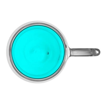 Кружка с двойными стенками с широкой ручкой и градиентным покрытием Fog, бирюзовый-3