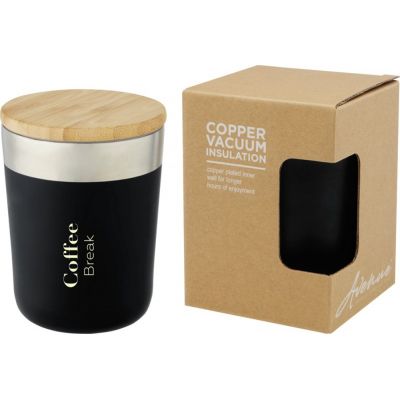 Lagan Кружка с медной вакуумной изоляцией объемом 300 мл и бамбуковой крышкой, черный-6