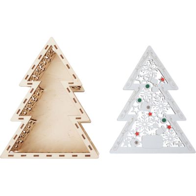 Шкатулка из фанеры в виде елки Firytale , серебристая-6