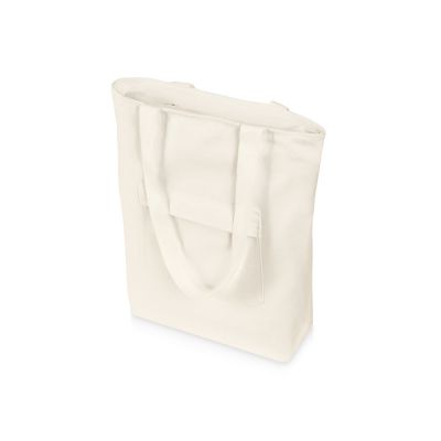 Сумка на молнии Zipper из хлопка 280 г c карманом на молнии спереди, натуральный-0