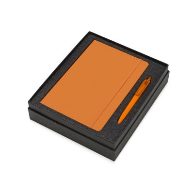 Подарочный набор Vision Pro soft-touch с ручкой и блокнотом А5, оранжевый-1