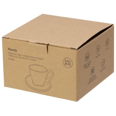 Кофейная пара с бамбуковым блюдцем Mandy, белый-5