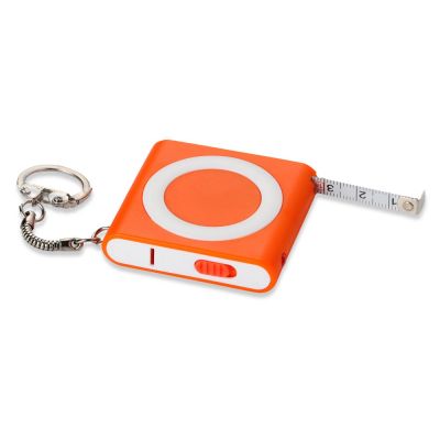Брелок-рулетка с фонариком, 1 м., оранжевый/белый-2