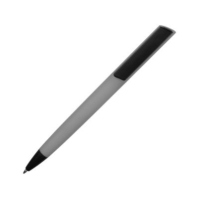 Ручка пластиковая soft-touch шариковая Taper, серый/черный-1