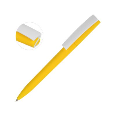 Ручка пластиковая soft-touch шариковая Zorro, желтый/белый-0