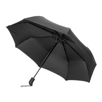 Зонт-полуавтомат Roof с куполом из переработанного пластика, черный-1