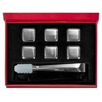 Набор для виски со стальными охлаждающими камнями, щипцами, мешочком в коробке, кашированной картоном.-1