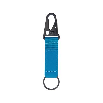Брелок-ремувка Carabinier из ткани с вставкой из экокожи и карабином, синий-1