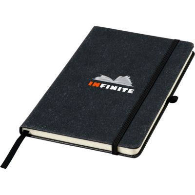 Блокнот Atlana размером A5 с отделкой из кусочков кожи, черный-5