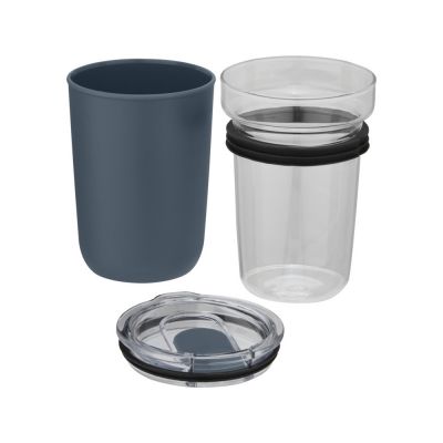 Bello, стеклянная кружка объемом 420 мл с внешней стенкой из переработанного пластика, синий-3