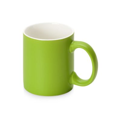 Матовая кружка Марко базовой формы, цветная снаружи, белая внутри, зеленое яблоко (P)-0