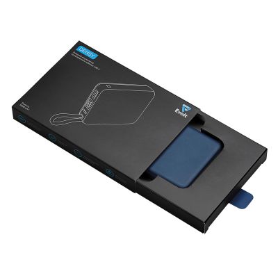 Внешний аккумулятор со встроенным кабелем USB-C Дэнси, 5000 мАч, темно-синий-4